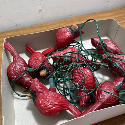 Vintage Santa’s World 10 CARDINAL Christmas Lights String in Box WORKING TA9