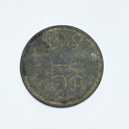 Antique Token A S 5 Cents SE9