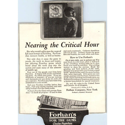 c1920 Harper's Magazine Ad - Forhans For the Gums Checks Pyorrhea TF6-1