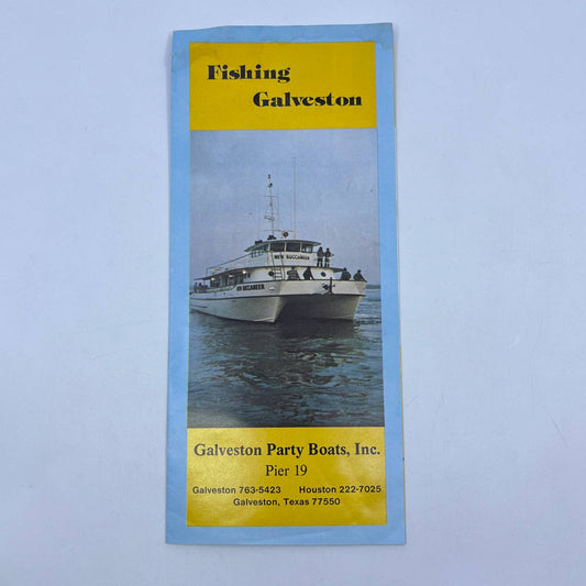 1980s Fishing Galveston Party Boats Pier 19 Galveston TX Fold Out Brochure AC1