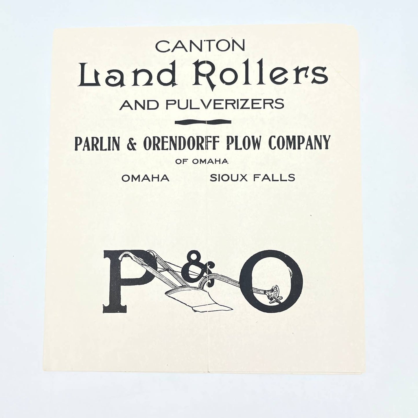 1880s Brochure P&O Canton Land Rollers & Pulverizers Omaha Sioux Falls AB7