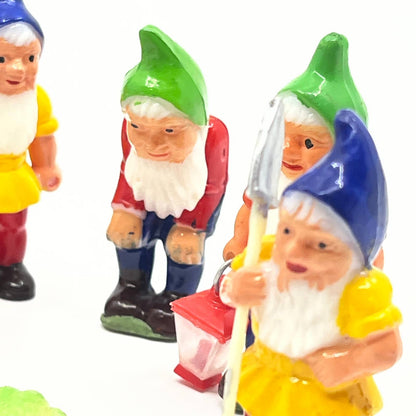 1960s Miniature Celluloid Working Gnomes Set of 6 SD6