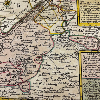 Antique Hand Tinted 17th Century Map of Germany Matted 11 x 14" TC7