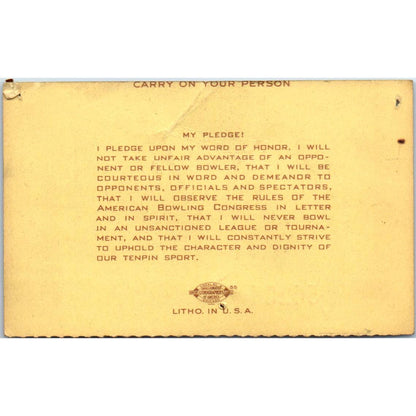 1948 American Bowling Congress Milwaukee Membership Card Eagles 750 SE5-16