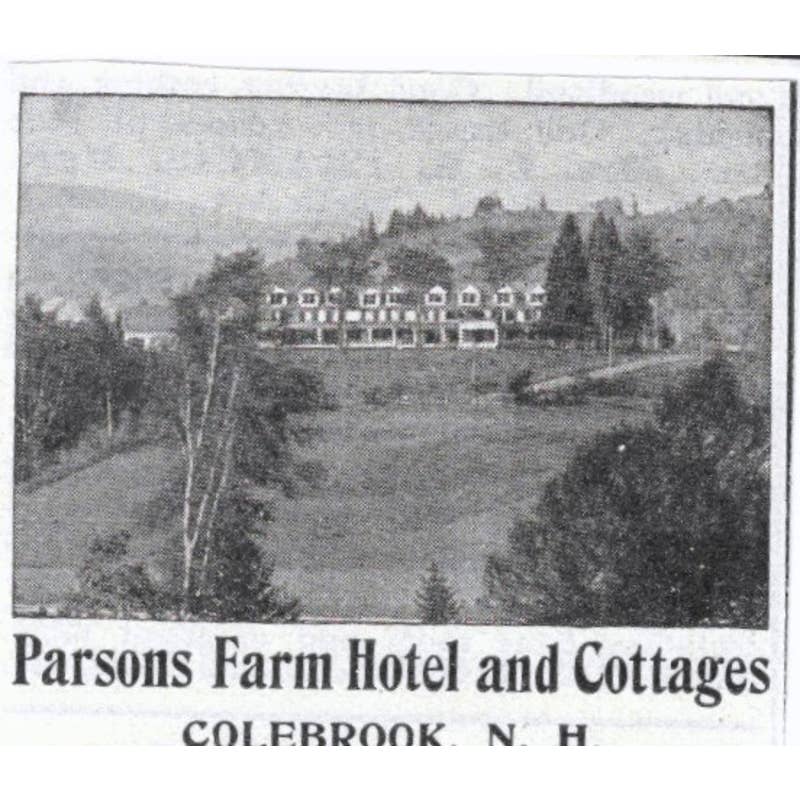 Mrs. George Parsons Farm Hotel and Cottages Colebrook NH 1903 Original Ad TJ7-S9
