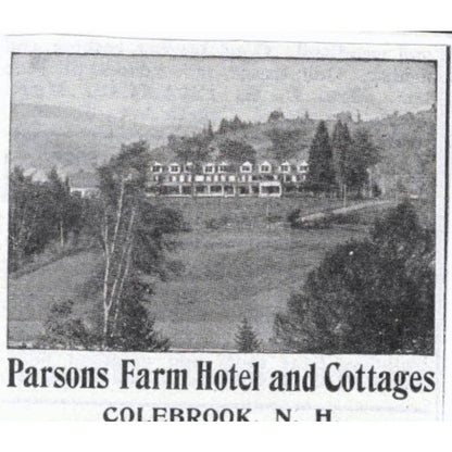 Mrs. George Parsons Farm Hotel and Cottages Colebrook NH 1903 Original Ad TJ7-S9