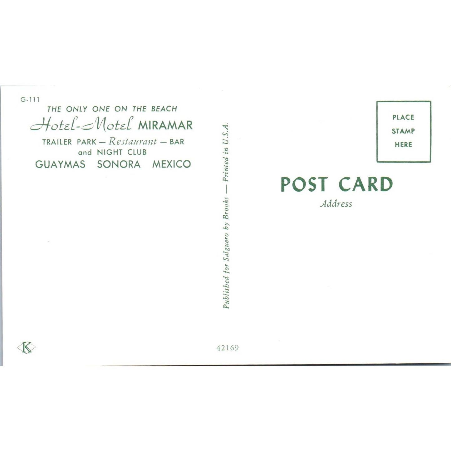 Hotel Miramar Guaymas Sonora Mexico Front View - Original Postcard TJ7-RP3