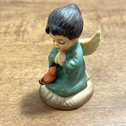 Vintage 1977 Creative Art Flowers Hand Painted Ceramic Angel Praying 2.5” FA7