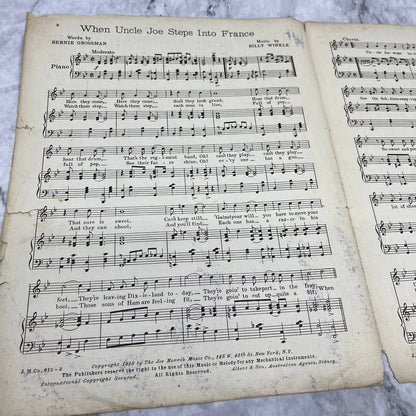 When Uncle Joe Steps Into France WWI Eddie Cantor 1918 Sheet Music TK2-SM3