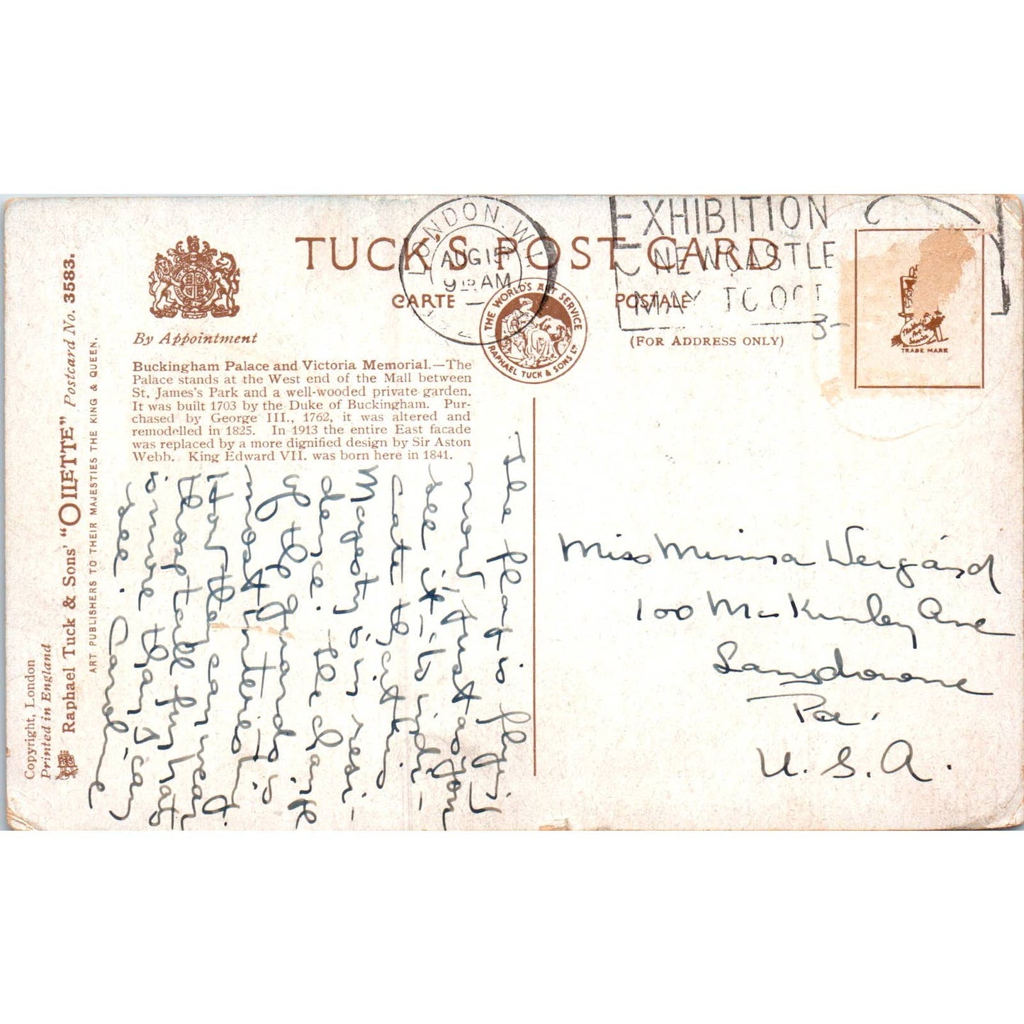 Buckingham Palace Victoria Memorial Raphael Tuck Oilette Postcard TK1-P17