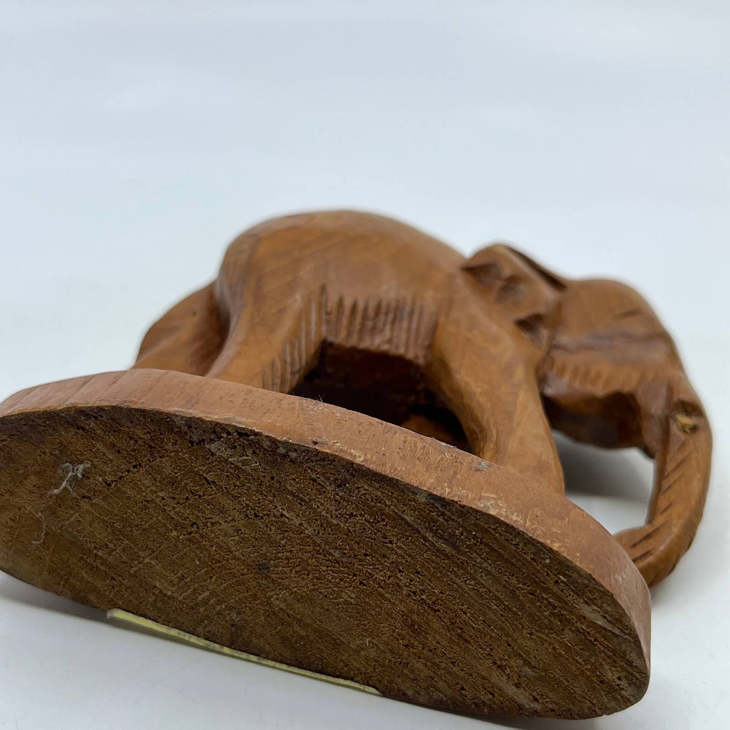Vintage Carved Solid Teak Wood Good Luck Elephant Statue 4" Thailand TH7
