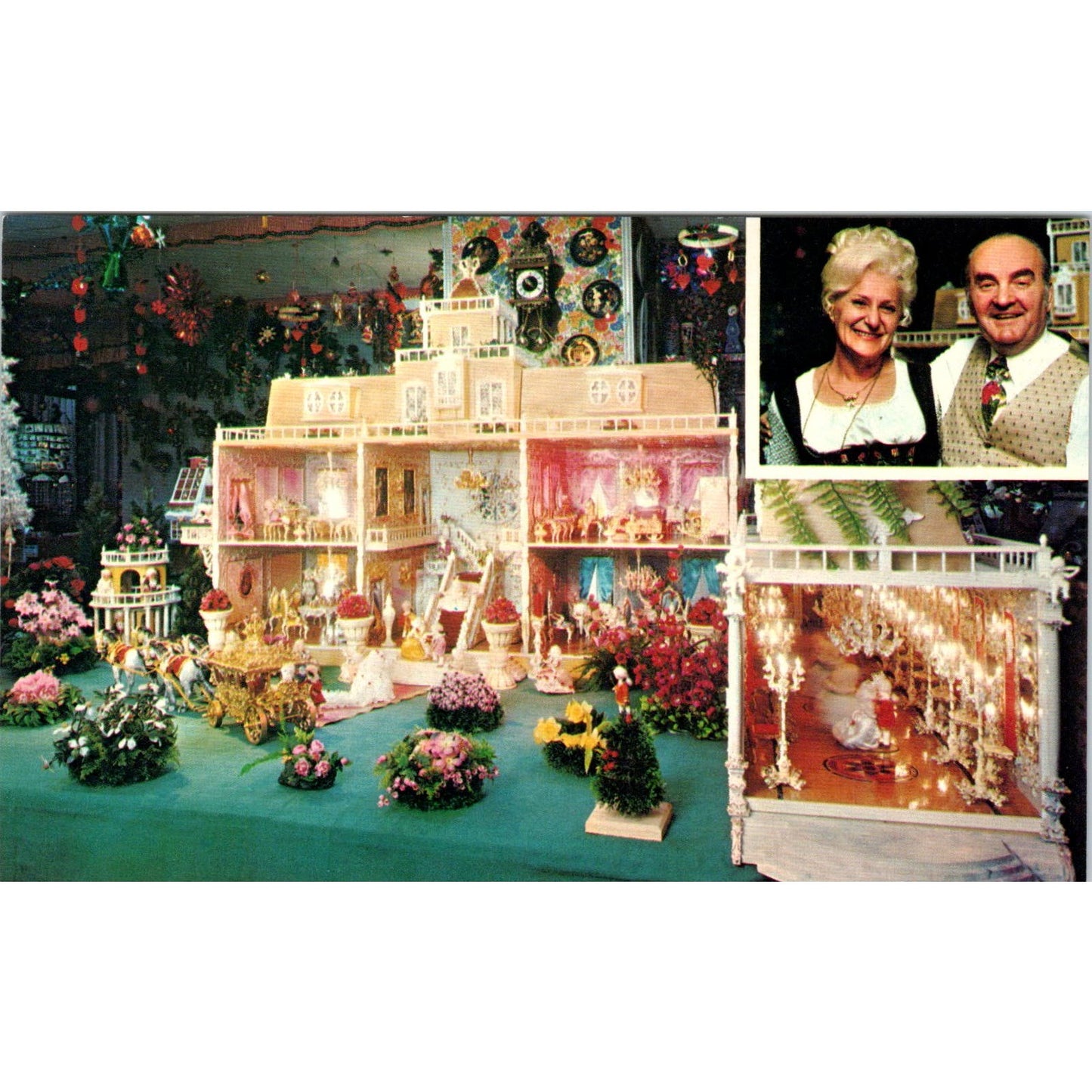 Rococo Palace Doll House Small World Imports LA Hilton Original Postcard PB7