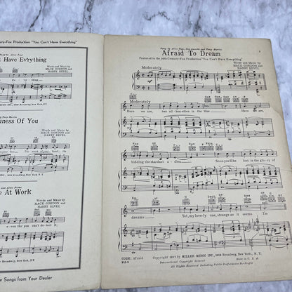 Afraid To Dream 1937 Alice Faye You Can't Have Everything Sheet Music V42-4