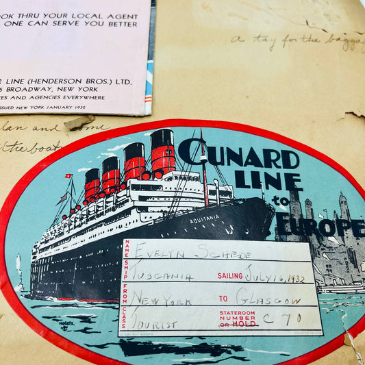 1932 LOADED Scrapbook Young Lady’s Steamship Trip to Europe Cunard Tuscania TA6