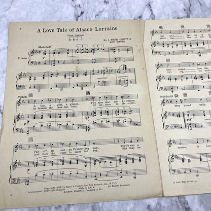 A Love Tale of Alsace Lorraine Ukulele J. Fred Coot 1928 Sheet Music TK2-SM