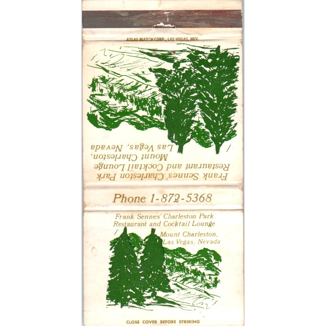 Frank Sennes' Charleston Park Mt. Charleston Vegas Advertising Matchbook SA1-M11