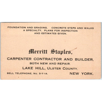 Merritt Staples Carpenter Lake Hill Ulster County NY Business Card TK2-CC