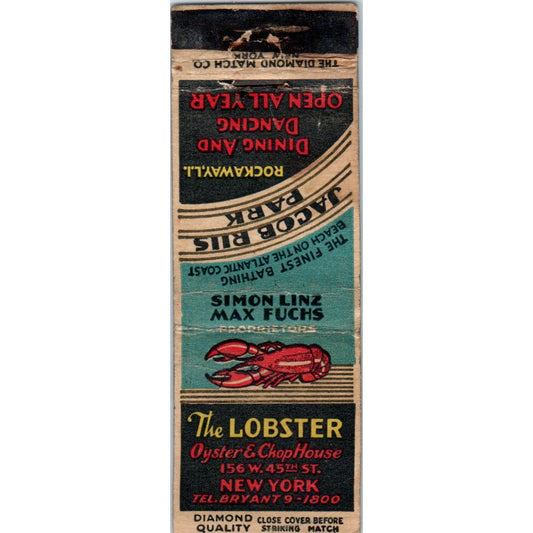 The Lobster Oyster and Chop House NY Advertising Matchbook Cover SA1-M8