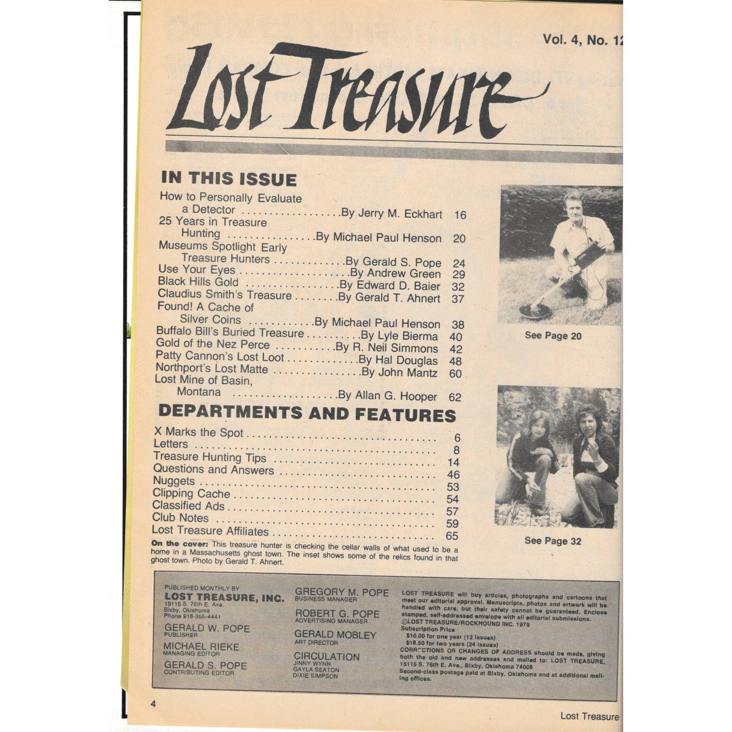 Long John Lathams Lost Treasure Magazine Lost Mines, Buried, Sunken Nov 1979 M1