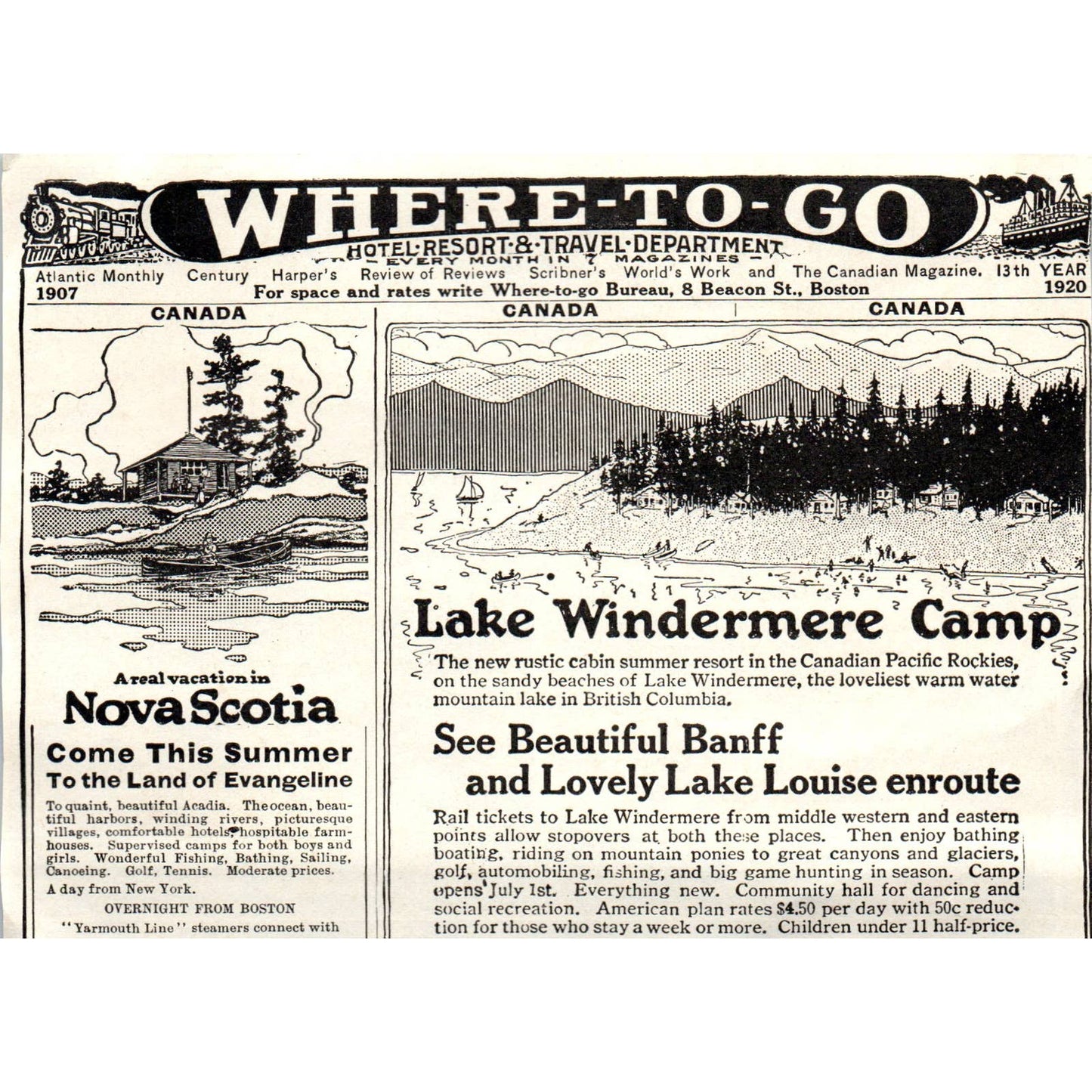 c1920 Harper's Magazine Ad - Hudson River Day Line Steamer Trip EA3