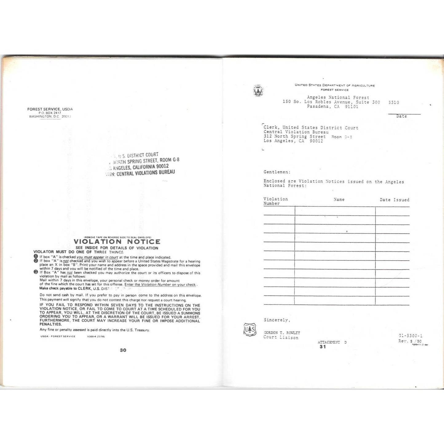 1982 Law Enforcement Pocket Field Guide Regulations Angeles National Forest TJ7