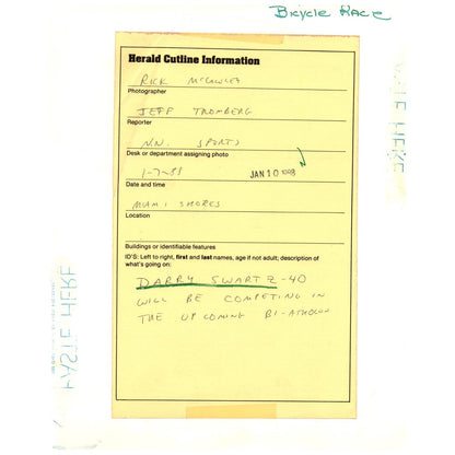 1988 Press Photo Cycling Darry Swartz Trains for Biathlon Miami Shores 8x10" AD3