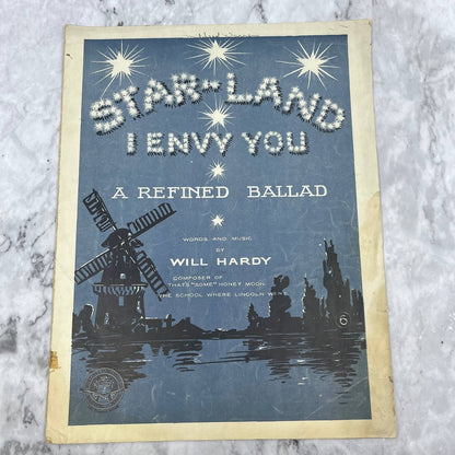1911 STAR LAND (I Envy You) Antique Sheet Music Will Hardy A Refined Ballad TH1
