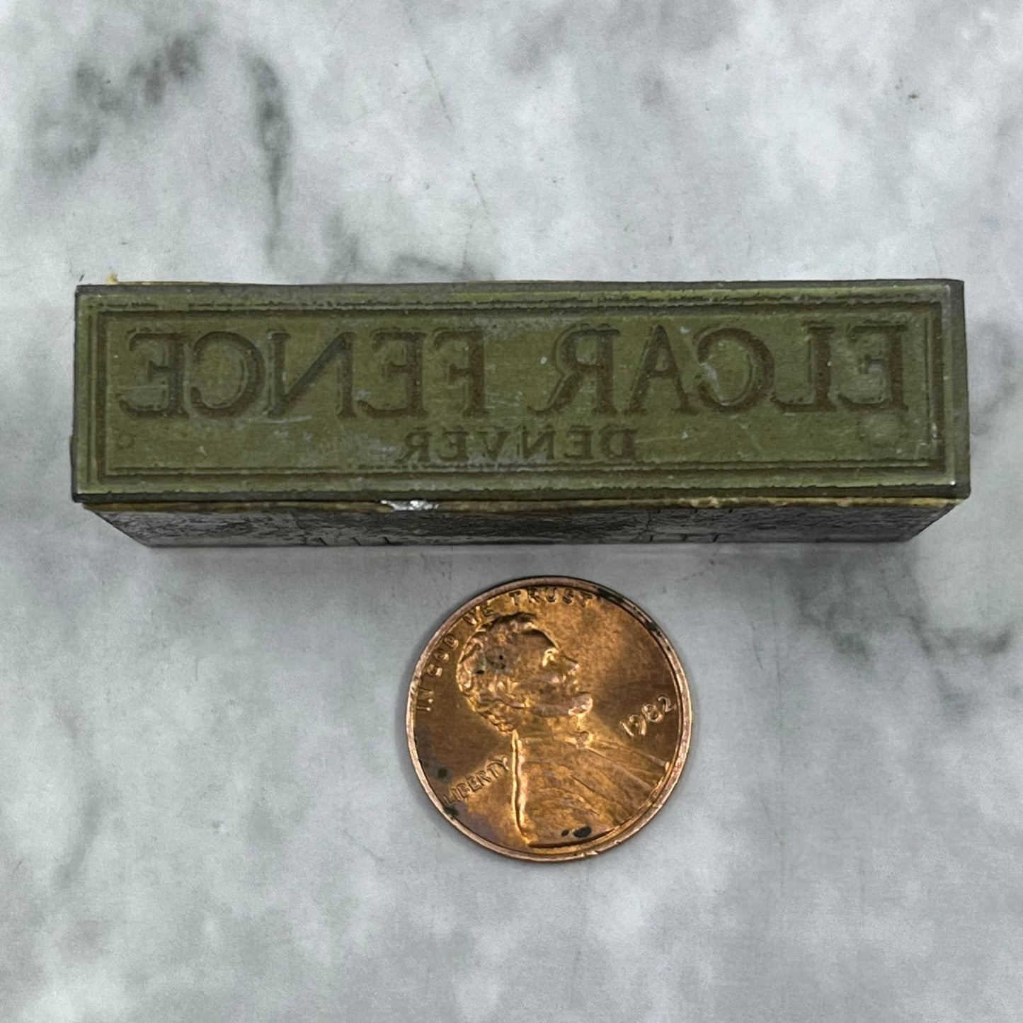 Vintage Printing Letterpress Printers Block Plate Elcar Fence Denver TJ517
