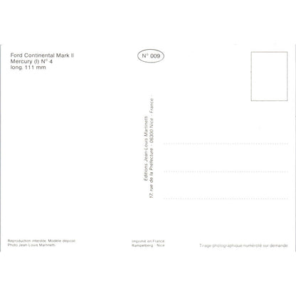 Ford Continental Mark II Mercury French Toy Race Car Original Postcard TK1-P18