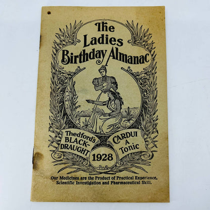 1928 Ladies Birthday Almanac Quack Medicine Thedford’s Black Draught Cardui C10