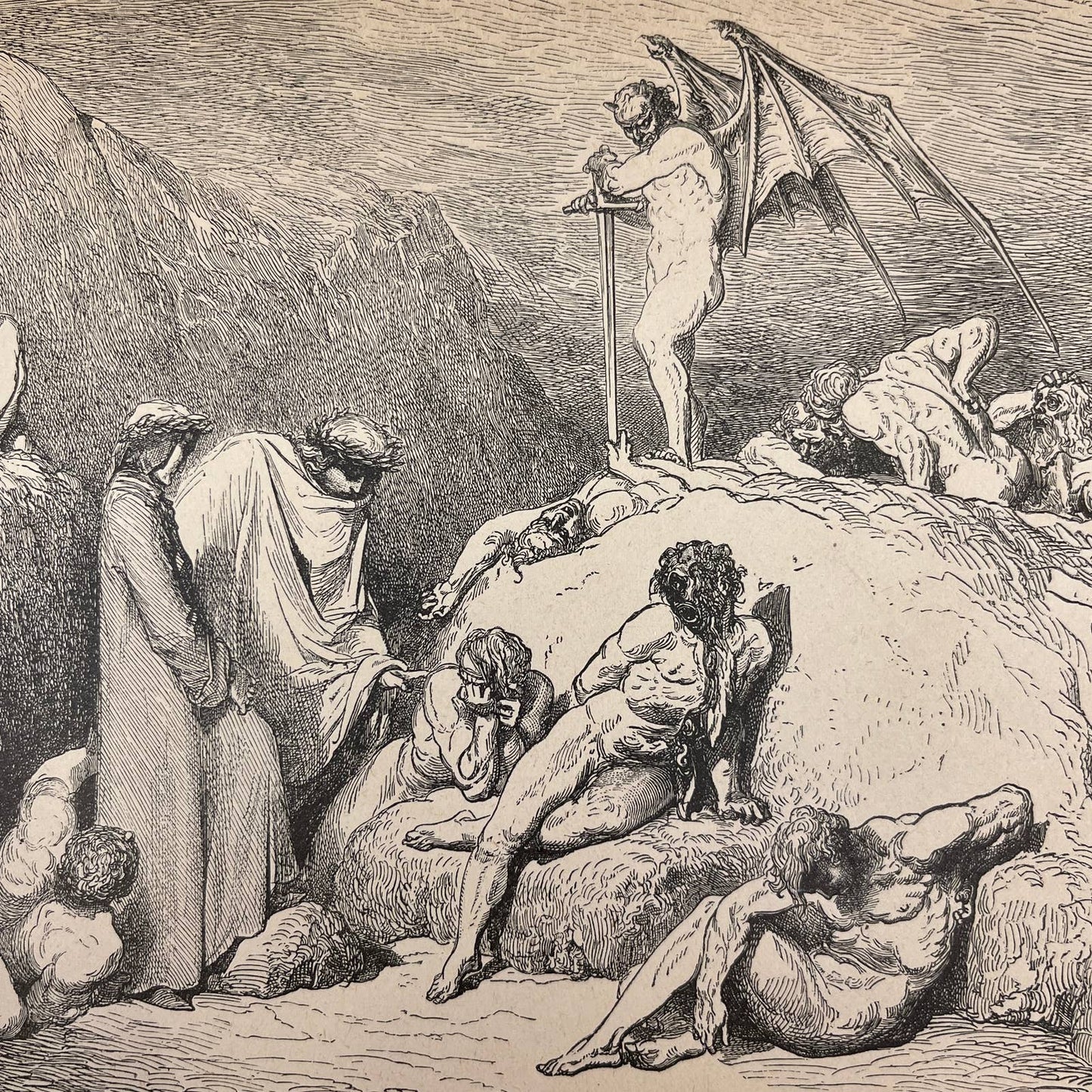 Original 1880s Gustave Dore Engraving Dante Authors of Discord FL4