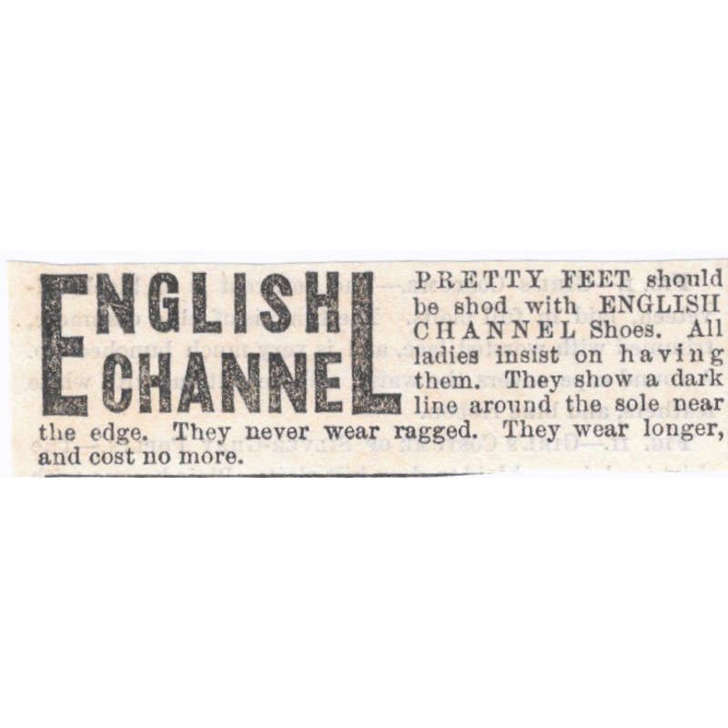 English Channel Shoes - Victorian Ad 1878 Original TJ7-L2-1