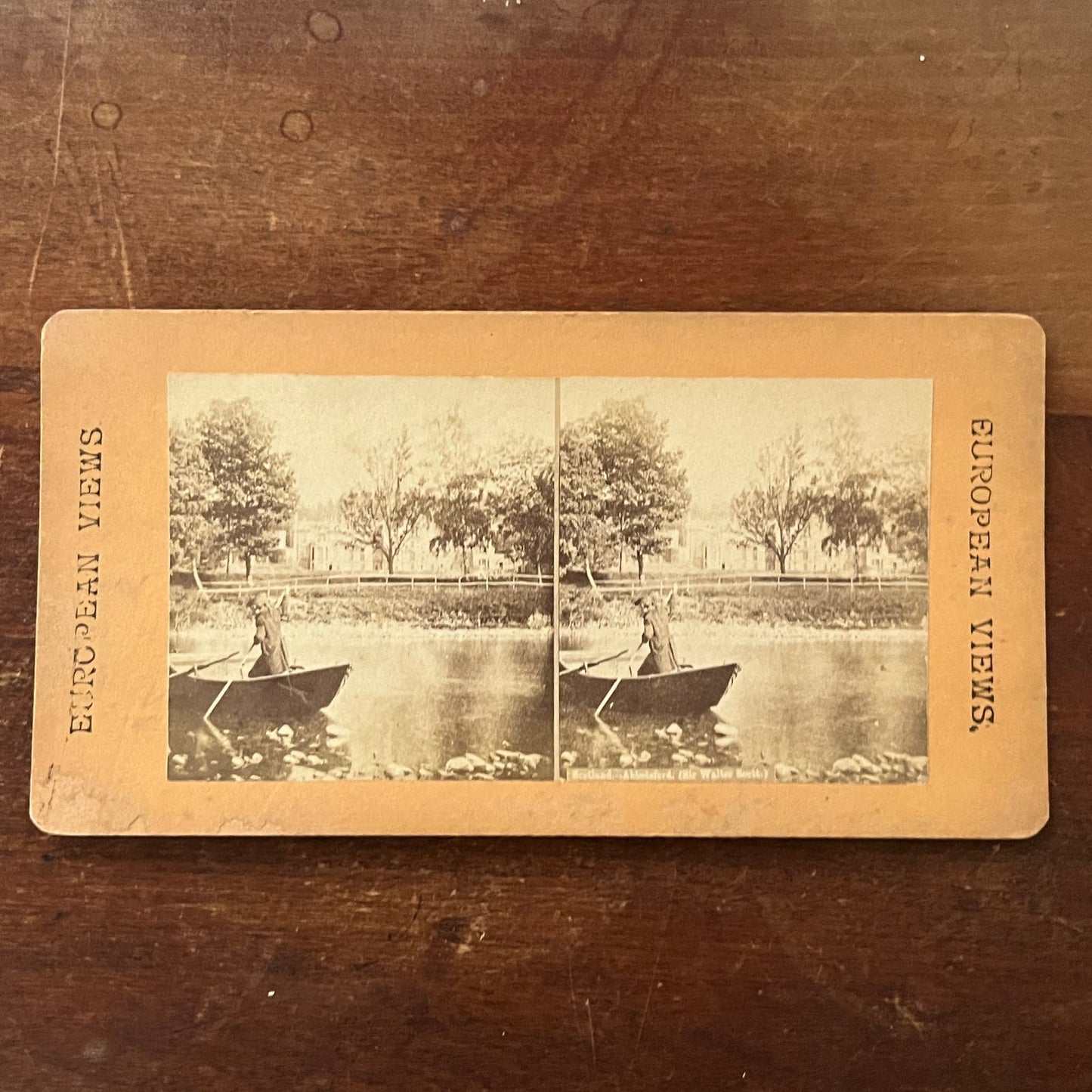 Sir Walter Scott Boating Abbotsford Scotland Antique Stereoview Card TJ9-V2