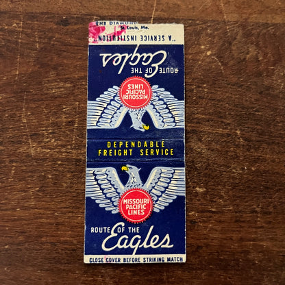 Missouri Pacific Lines Route of the Eagles Advertising Matchbook Cover MM11-8