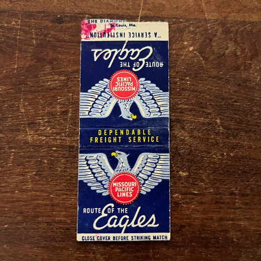 Missouri Pacific Lines Route of the Eagles Advertising Matchbook Cover MM11-8