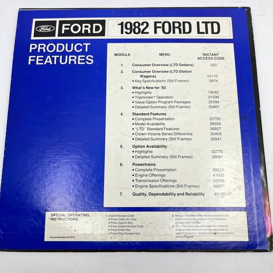 1982 Ford Promo Laserdisc Laser Disc 82 Ford LTD Product Features Preview TA3