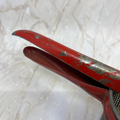 Vintage Kitchen - Red Enamel Potato Rice Ricer Masher - 1950's TC9