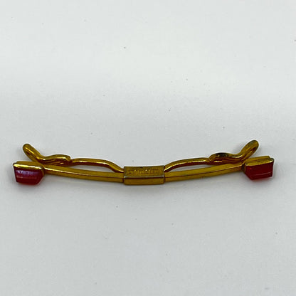 Vintage MCM Gold Tone Red Lucite Hickok Tie Bar Chain Clip SD4