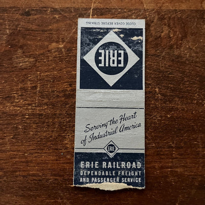 Erie Railroad - Silver Grey Advertising Matchbook Cover SA9-M13