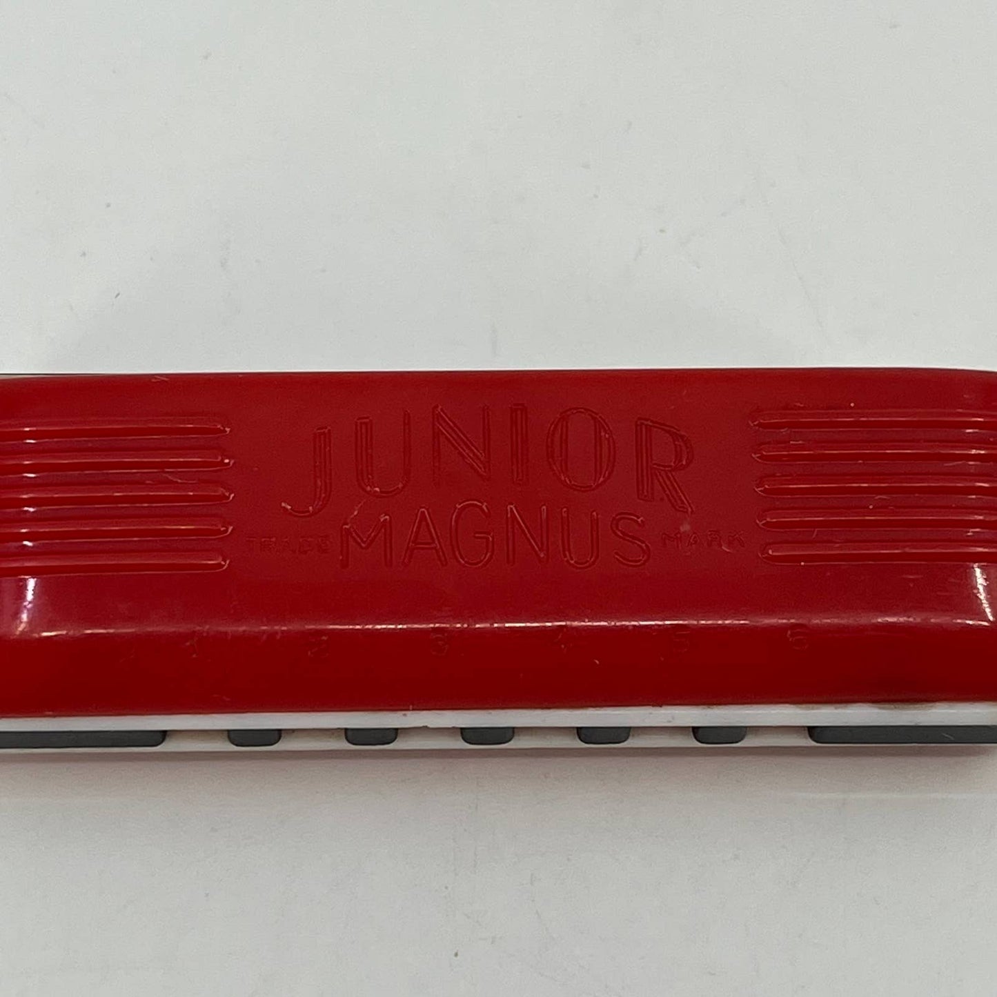 1940s Art Deco Magnus Junior Red Plastic Toy Harmonica Newark N.J. SC4