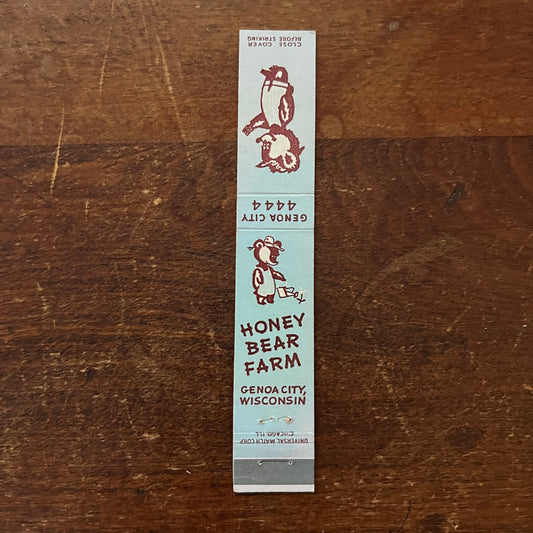 Honey Bear Farm Genoa City WI Slim Advertising Matchbook Cover MM11-5