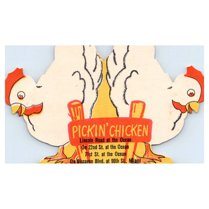 1940s Picken' Chicken Menu Foldable Die Cut Hen Miami FL Luncheon TJ8-1