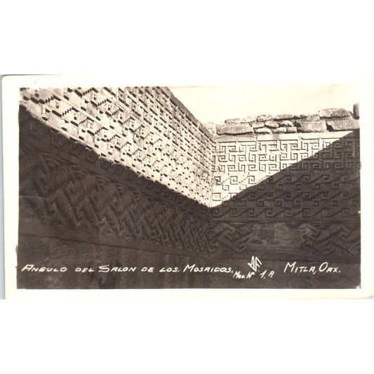 Ángulo Del Salón De Los Mosaicos Mitla Oaxaca RPPC Original Postcard TK1-21