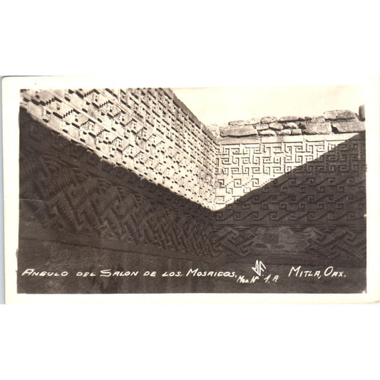 Ángulo Del Salón De Los Mosaicos Mitla Oaxaca RPPC Original Postcard P2-1
