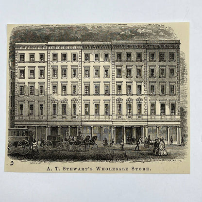 1880s Original Art Print Engraving A.T. Stewart's Wholesale Store NY 4.5x3.5 AC9