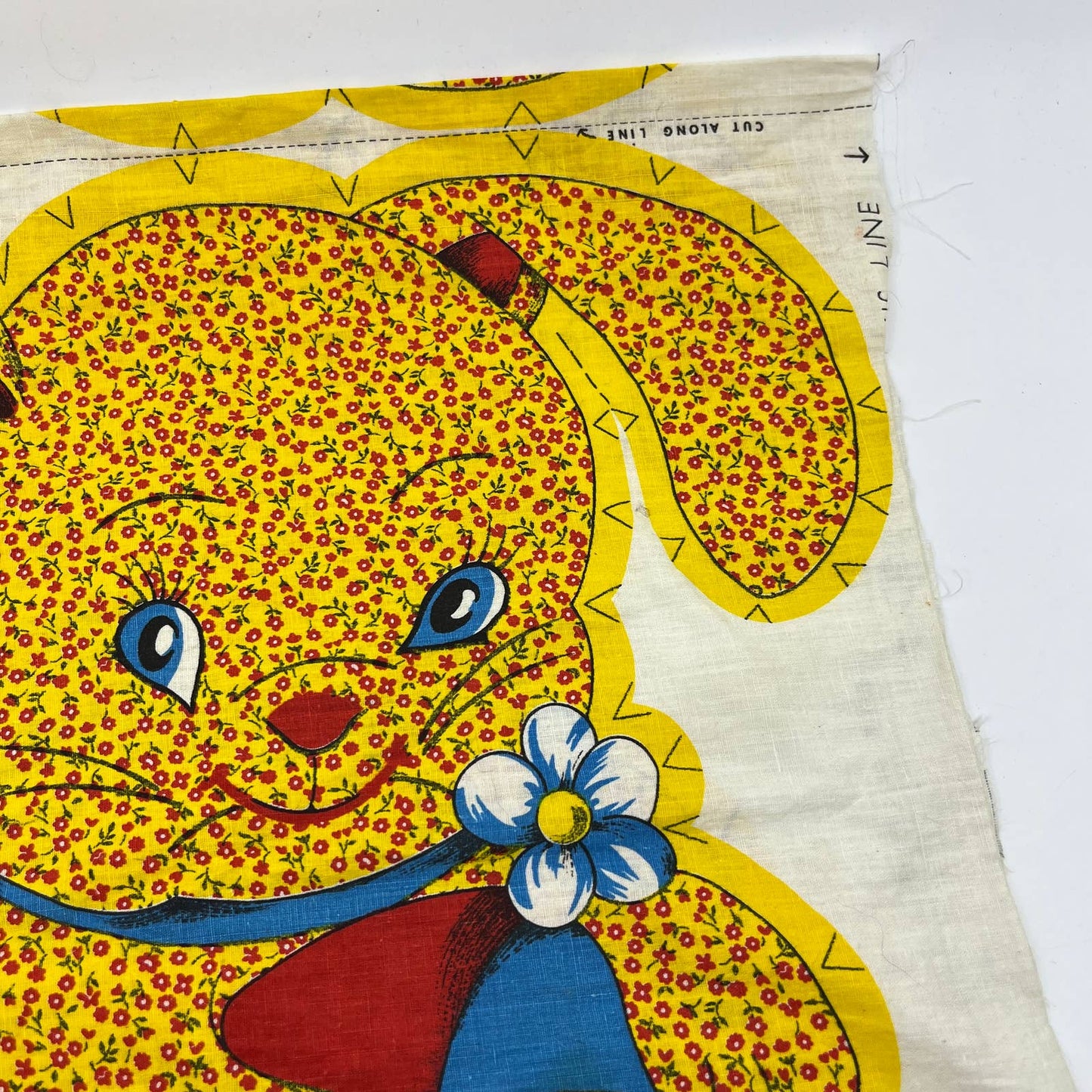 1960s Honey Bunny Yellow Calico Toy Doll Pillow Cut Sew Stuff Fabric Panel TH6