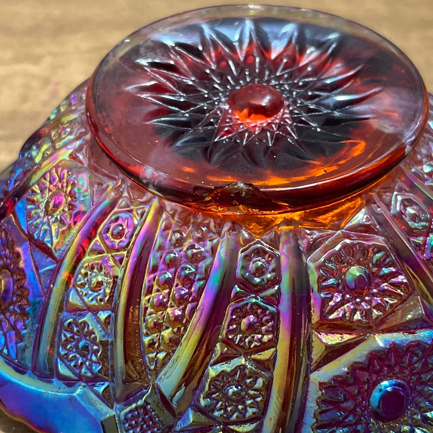 Vintage Carnival Glass Sunset Candle Holders - Set of 2 - 4.5” TB2