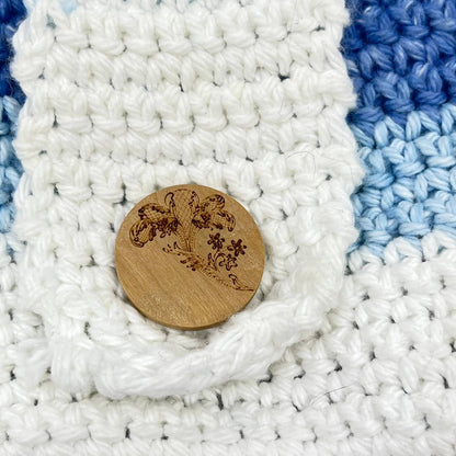 Vintage Handmade Crocheted Beach Purse Handbag Wood Handle 9” TC6