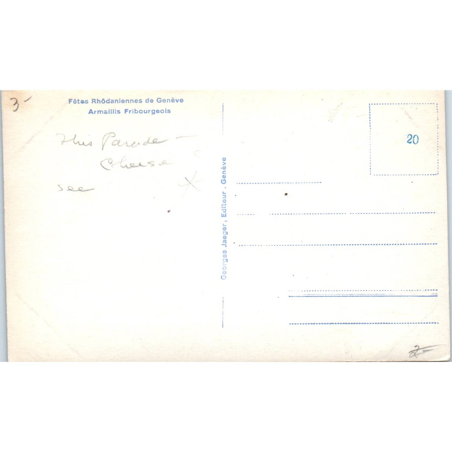 Rhône Festivals of Geneva Armalllis Fribourgeois - Original RPPC Postcard TJ9-P1