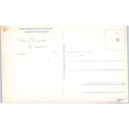 Rhône Festivals of Geneva Armalllis Fribourgeois - Original RPPC Postcard TJ9-P1
